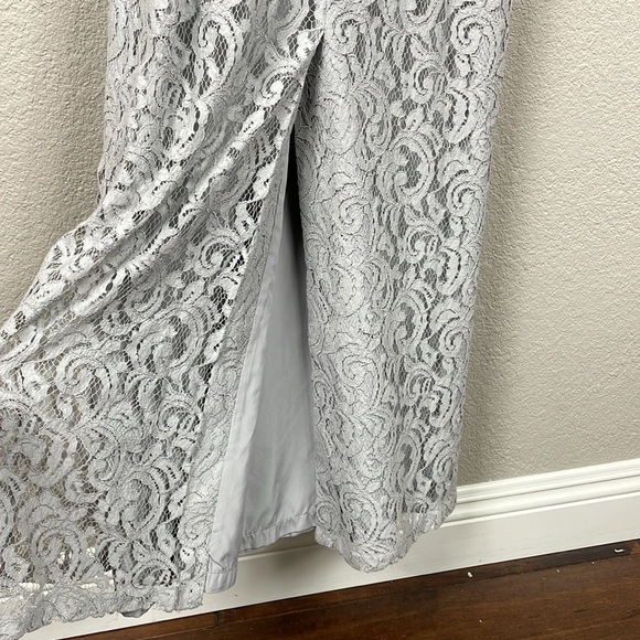 J Crew Pamela Dress in Leavers Lace Sleeveless Full Length Wedding Guest Gray 2 - Picture 7 of 15